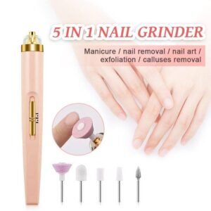 5 IN 1 Professional Manicure Nail | Salon Nail Finishing Touch | Nail Grinding, Burnishing Machine | Full Manicure and Pedicure Tool - Random Color